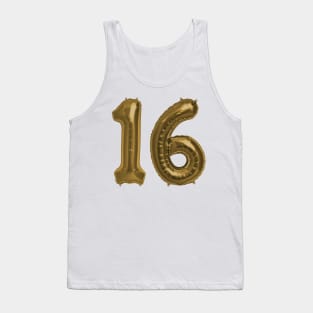 Bronze 16th Birthday Metallic Helium Balloons Numbers Tank Top